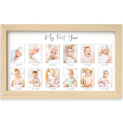 KeaBabies My First Year Photo Frame,12 Months Baby Picture Frame (Ash Wood) - color: Ash Wood