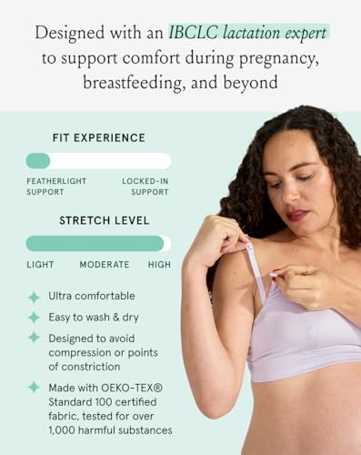 Bodily Everything Wireless Nursing & Maternity Bra with Clip Down Access - color: Lavender Haze, size: Medium