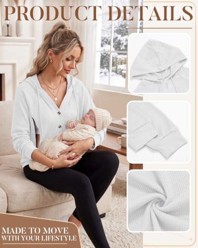 Neer Women's Nursing Hoodies Breastfeeding Shirts - color: White, size: X-Large