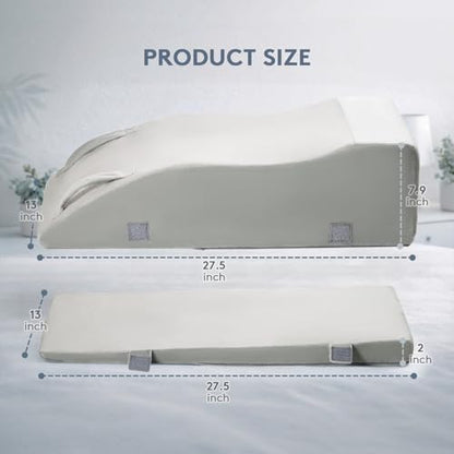 Leg Elevation Pillow for After Surgery, Adjustable Wedge Pillow for Legs Knee Swelling & Blood Circulation Relief, Knee Replacement Surgery Recovery Pillow (Velvet Grey, 27.5inx13inx10in)