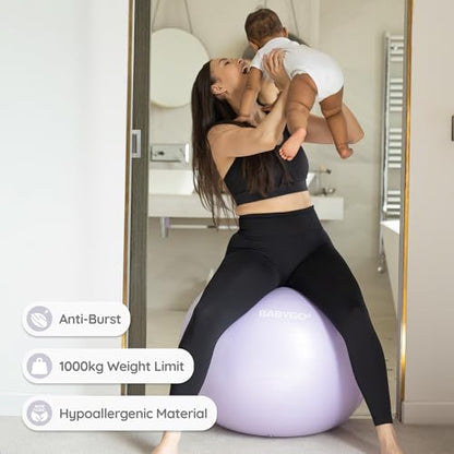 BABYGO Birthing Ball, Pregnancy & Labor, Award Winning Book - color: Lavender, size: 65cm - Manual