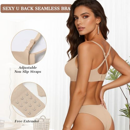 OEAK Womens Wireless Jelly Bras Comfortable Gel Bra Everyday Tshirt Bras - color: Airy Nude, size: Small