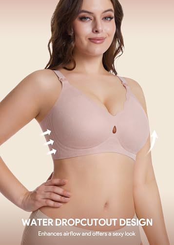 HBselect Nursing Bras for Breastfeeding 3 Pack Women Maternity Jelly Bras - color: 3pack(black/Nude/Pink), size: Medium