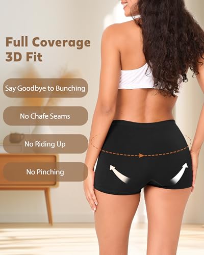 BAMBOO COOL Womens Boyshorts Underwear Mid Rise Boxer Briefs Panties - color: Multicoloured B (5-pack), size: Medium