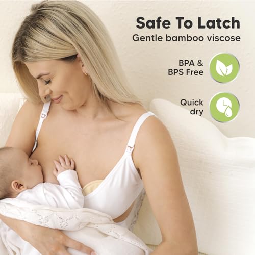 14-Pack Reusable Nursing Pads for Breastfeeding (Bare Beige, L 4.8") - color: Bare Beige, size: Large 4.8"