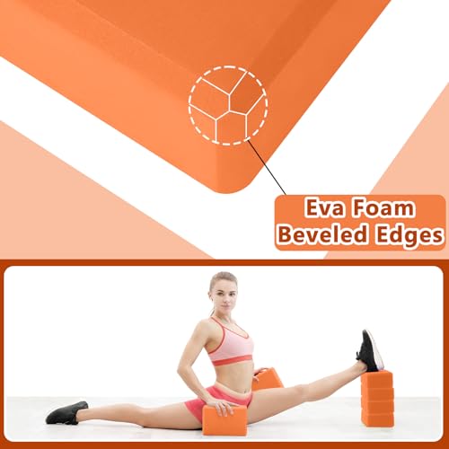 Honoson 20 Pcs Foam Yoga Blocks Bulk 9x6x3'' High Density - color: Orange