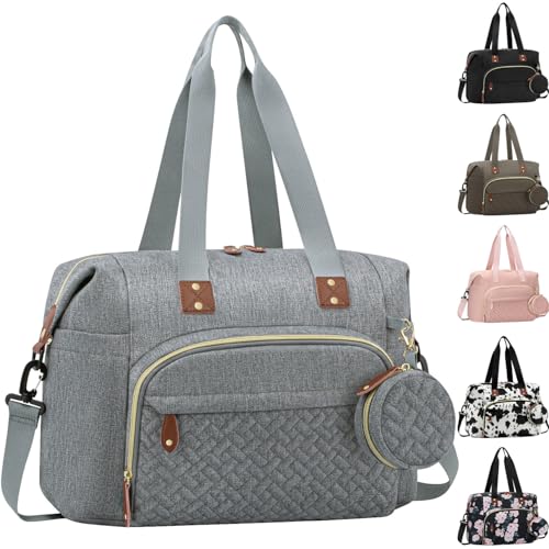 Tenot Diaper Bag Tote, Baby Bags with Pacifier Case Grey - color: Grey, size: Medium