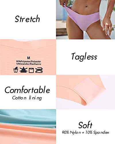 Women’s Seamless Underwear No Show Cheeky Hipster Bikini Panties 9 pack - color: Option B, size: Small