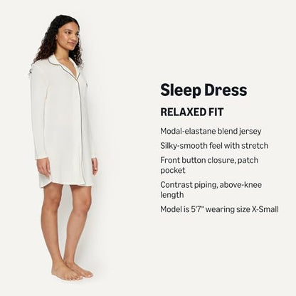 Amazon Essentials Women's Breathable Piped Nightshirt (Available in Plus Size) - color: Ivory, size: Medium
