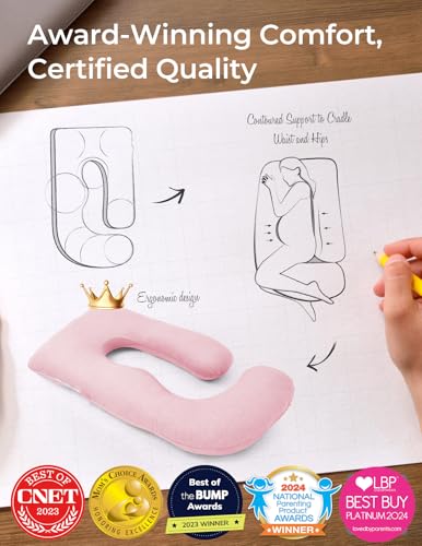 Momcozy Pregnancy Pillow for Sleeping - U Shaped Full Body Maternity Pillow - color: Pink