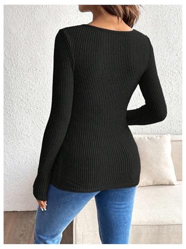 MakeMeChic Women's Maternity Shirts Nursing Top Fall Maternity Clothes - color: Black, size: Medium