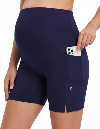 Maternity Swim Board Shorts Over The Belly - color: Navy Blue, size: Small