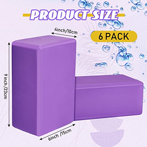 Wettarn 6 Pack EVA Yoga Blocks Bulk, Non Slip Pilates Brick - color: Purple