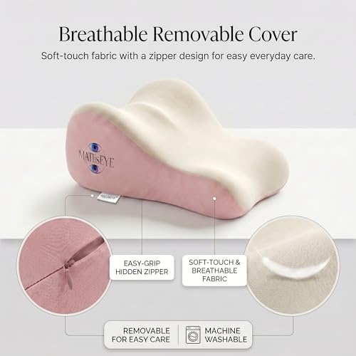 Memory Foam Wedge Pillow, Contoured Firm 50D Support, Pink Grey - color: Pink Grey