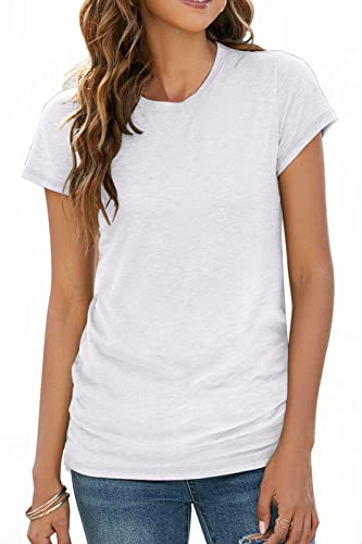 Sherosa Womens T Shirts Short Sleeve Crew Neck Shirts Basic Tee Tops Blouse - color: 01 White, size: Medium