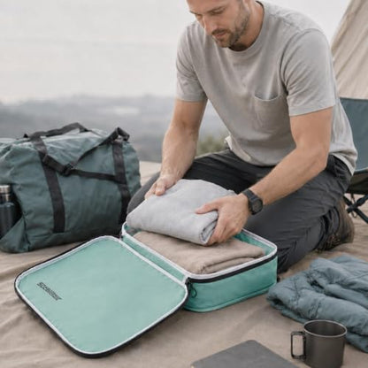 4 Pack Ultralight Compression Packing Cubes for Travel, Cyan - color: Cyan