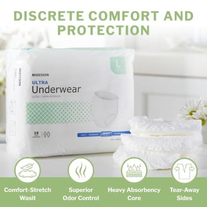 McKesson Ultra Adult Incontinence Underwear, Heavy Absorbency, 58 in, 18 ct - size: Large (18 Count)
