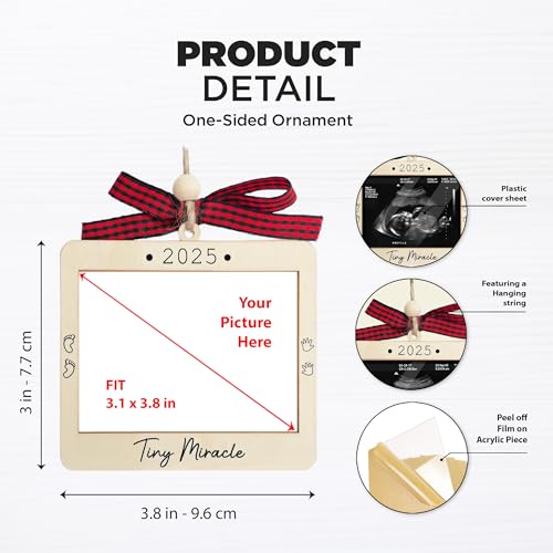 Ultrasound Photo Frame Ornament, Baby Announcement Keepsake - color: Tiny Miracle Premium