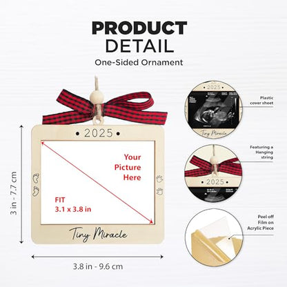 Ultrasound Photo Frame Ornament, Baby Announcement Keepsake - color: Tiny Miracle Premium