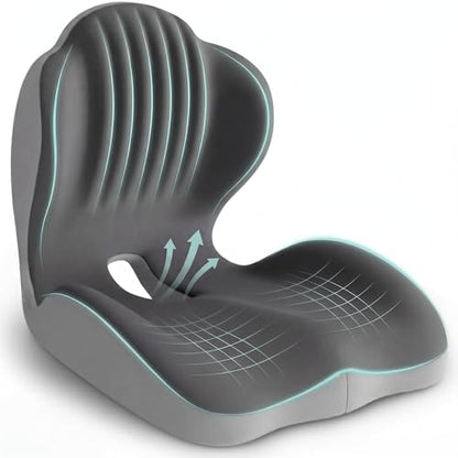 Ergonomic Seat Cushion with Lumbar Support (Grey) - color: Grey
