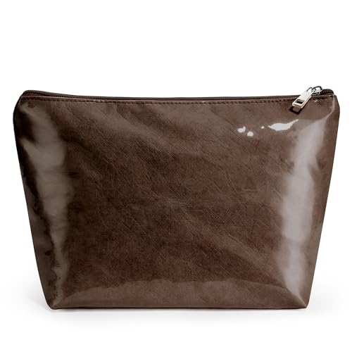 WLLWOO PVC Makeup Bag Waterproof Kraft Paper Cosmetic Pouch for Purse - color: PVC-Coffee