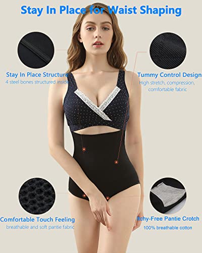 iloveSIA 3-Pack Postpartum Body-Shaping Underwear, High-Waisted Tummy Control Briefs for C-Section Recovery - color: Black/Black/Black, size: Medium