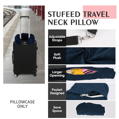 Stuffable Neck Pillow for Travel, Packable Neck Pillow (Blue-Checkerboard) - color: Blue-checkerboard