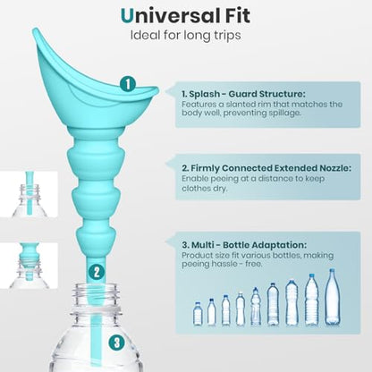 Portable Female Urinal, Silicone Pee Funnel, Splash‑Free Stand‑to‑Pee