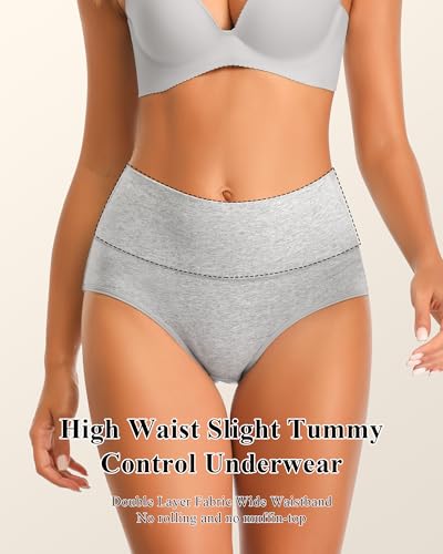 Annenmy High Waisted Womens Underwear Cotton Underwear Full Coverage Briefs Stretch Breathable Ladies Panties 5 Pack - color: Multicolor, size: Large