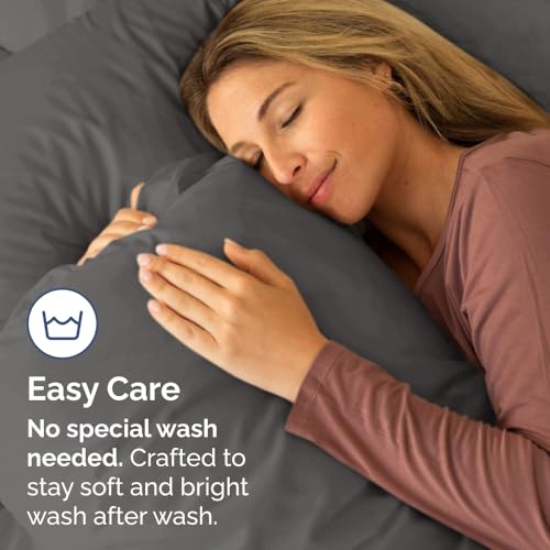 King Standard Pillow Cases Set of 2 - Soft Pillowcase Covers - Charcoal - color: 07 - Charcoal, size: King Standard