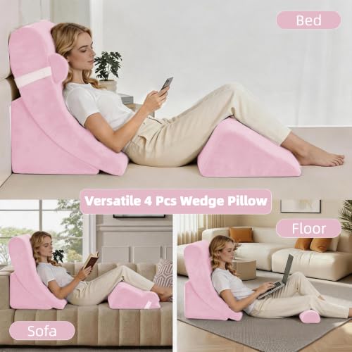 Wedge Pillow Set for After Surgery,Pink,4PCS-22 - color: Pink, size: 4PCS-22''