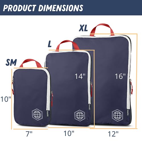 TRIPPED Travel Gear Extra Large Compression Packing Cubes 6-Piece Set - color: Navy