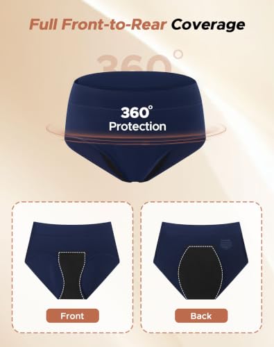 INNERSY Women's Period Underwear Heavy Flow Leakproof Panties,Blue,L - color: Blue, size: Large