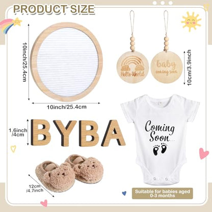Canlierr 8 Pcs Pregnancy Announcement Felt Letter Board Kit Bodysuit, White - color: White