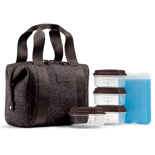 Fit & Fresh Remi Neoprene Lunch Bag for Women w/Ice Pack & Containers - color: Chocolate Feline Fine, size: One Size