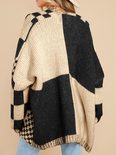 Saodimallsu Womens Checkered Cardigan Sweater - color: Apricot, size: X-Large