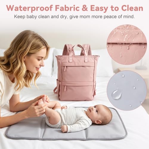 Diaper Bag Backpack, Multi-Function Parent Organizer (Dark Pink) - color: Dark Pink