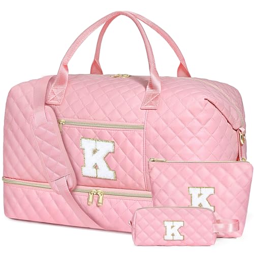 Birthday Graduation Gift for Girl Personalized Weekender Bag for Women 3PCS - color: Pink, style: K