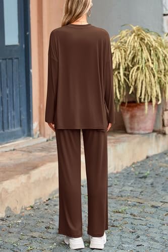 PRETTYGARDEN Matching Sets Women Clothing 2 Piece Loungewear - color: Light Coffee, size: X-Large