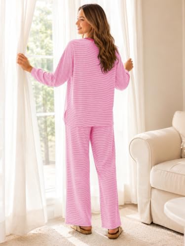 Sexyasasii Women's 2 Piece Striped Lounge Set Maternity Pajama Sets - color: Pink, size: Small