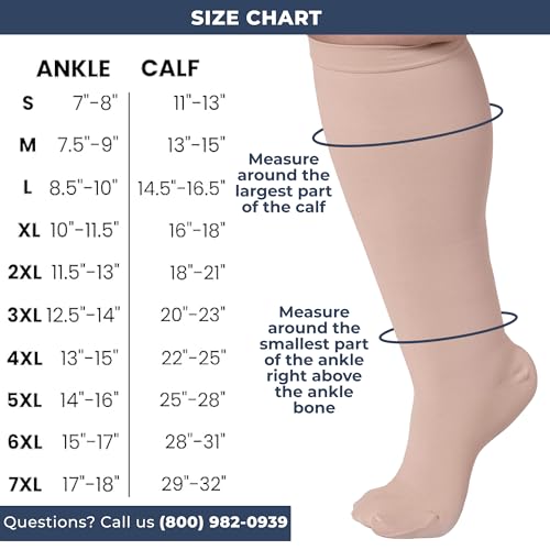 Mojo Compression Socks Women Knee High Stockings 20-30mmHg, Beige Small - color: Beige, size: Small