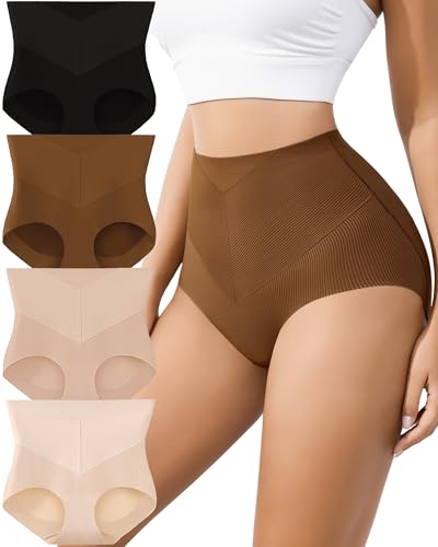 J-pone Tummy Control Underwear High Waisted Seamless Womens Underwear Full Coverage Butt Lifting Panties for Women 4 Pack - size: XX-Large