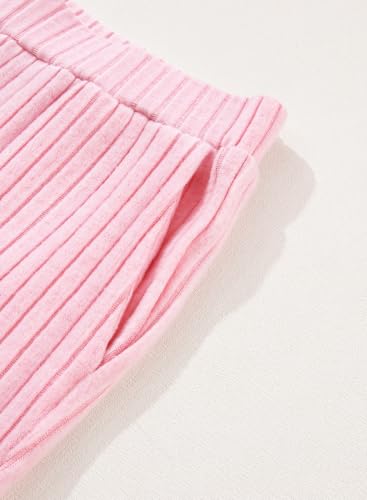 SHEWIN Women's Pajama Sets Ribbed Knit 2 Piece Lounge Sets - color: B Hot Pink, size: Large