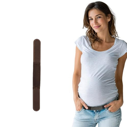 Women's Maternity Belly Band — Adjustable Waistband Extender for Jeans | Stretchy Extender with Hook-and-Loop - color: Brown