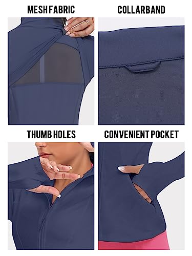 VUTRU Women's Workout Yoga Jacket Full Zip Running Athletic Track Jacket - color: Back Mesh Vent Blue, size: X-Small