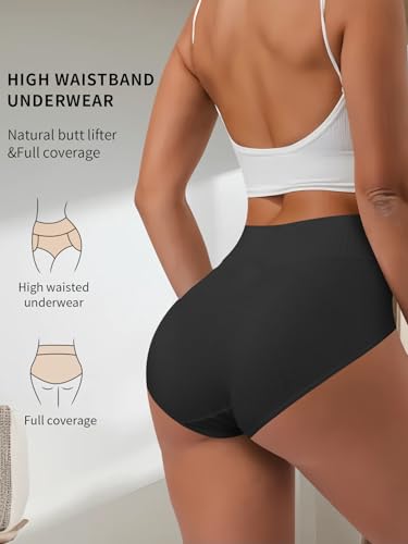 Women's Underwear Cotton Super High Waisted Briefs Full Coverage Breathable Postpartum Panties 5 Pack