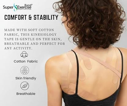 USA 1" Kinesiology Tape, Latex-Free, Waterproof (4 Rolls)