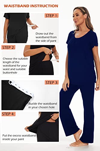 Smallshow Women's Maternity Nursing Pajamas - color: Navy, size: X-Large