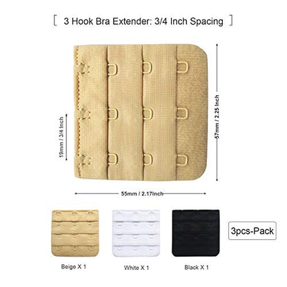 Bra Band Extender 2 Hook /3 Hook /4 Hook Bra Strap Extensions Breathing Room - 3 Pcs - color: 3 Hook