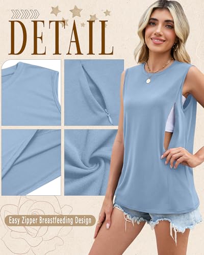 3 Pack Women's Nursing Tank Tops - color: Ocean Blue, Blush Pink, Green, size: Small
